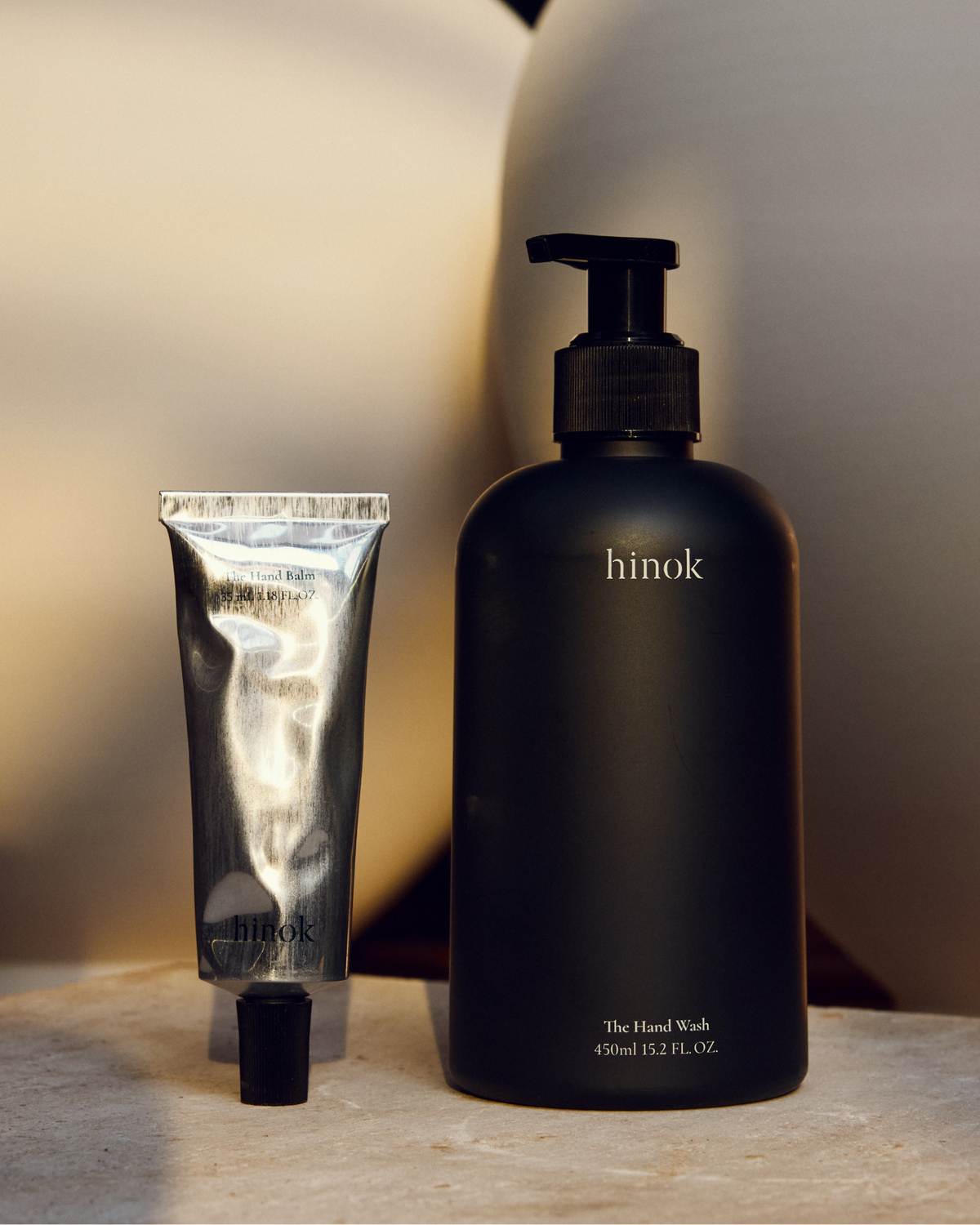 The Hand Set with Hand Wash, Hand Balm, and green linen pouch