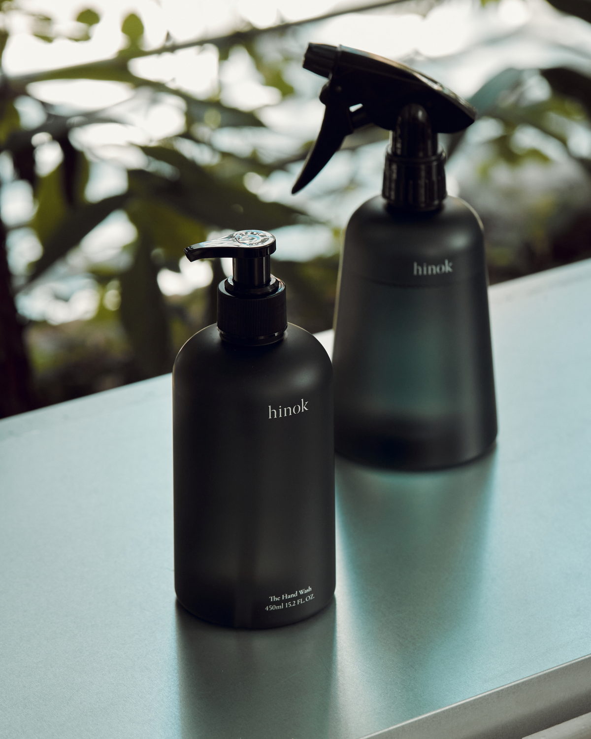 The Spray & Hand Wash Set with Spray bottle, refill, Hand Wash, and green linen pouch