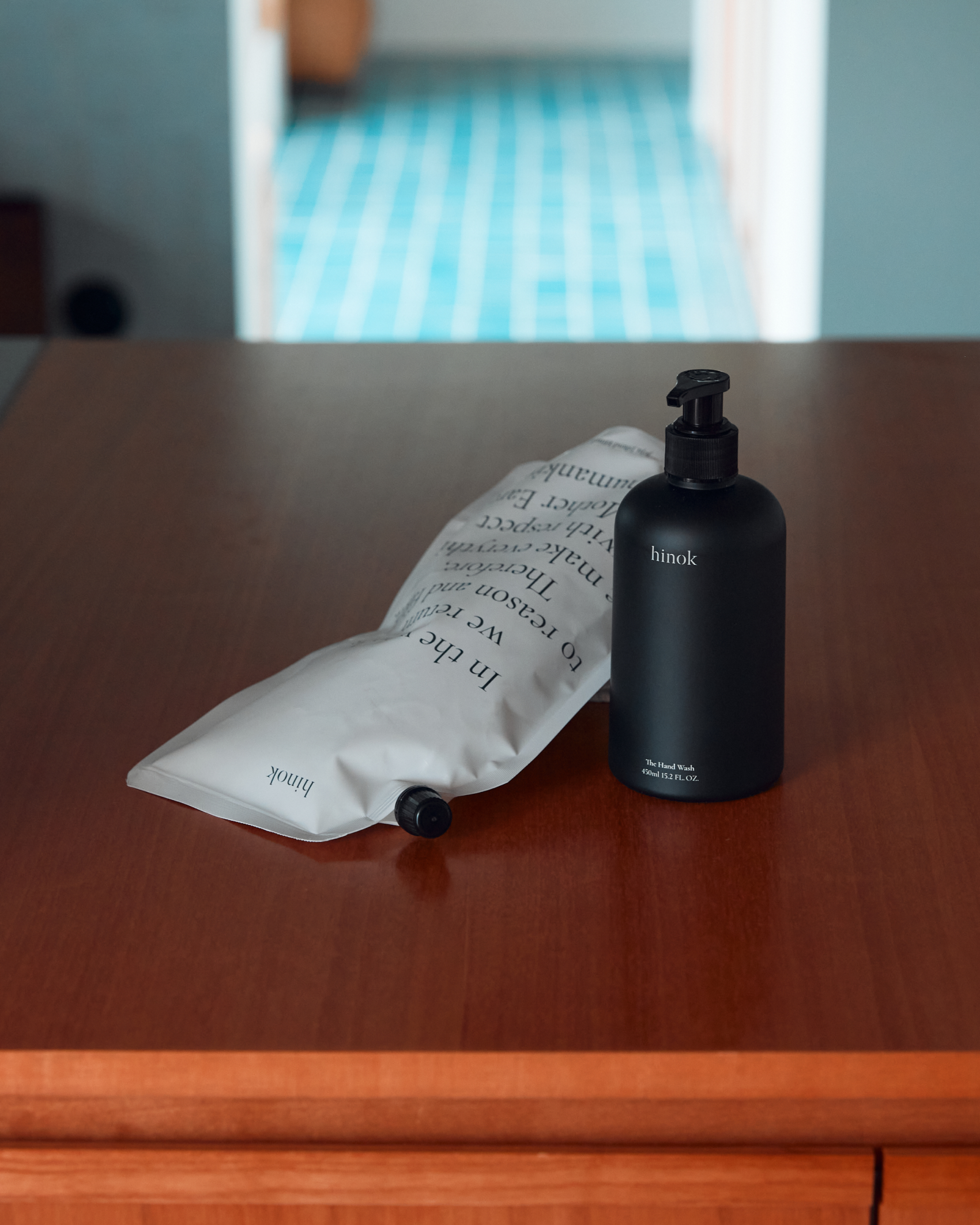 The Hand Wash bottle with its refill pouch