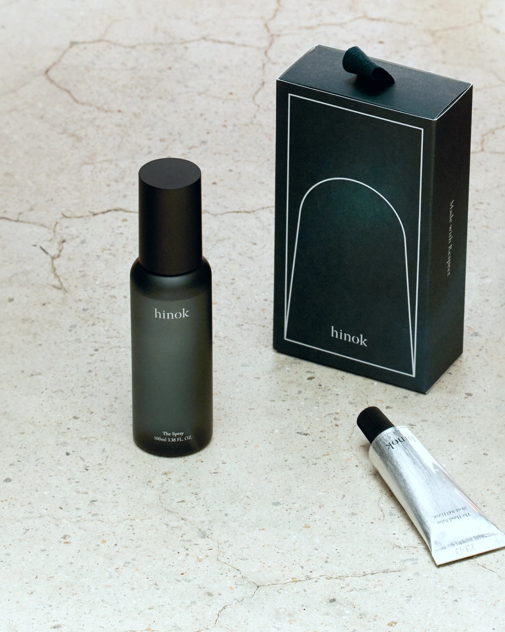 The Spray To Go, The Hand Balm Mini, and the hinok gift box